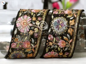3 Yard Embroidery Fabric 6cm Trim Indian Embellishment DIY Crafting Sewing Saree Sari Border Embroidered Ribbon Dresses Costumes Home Decor