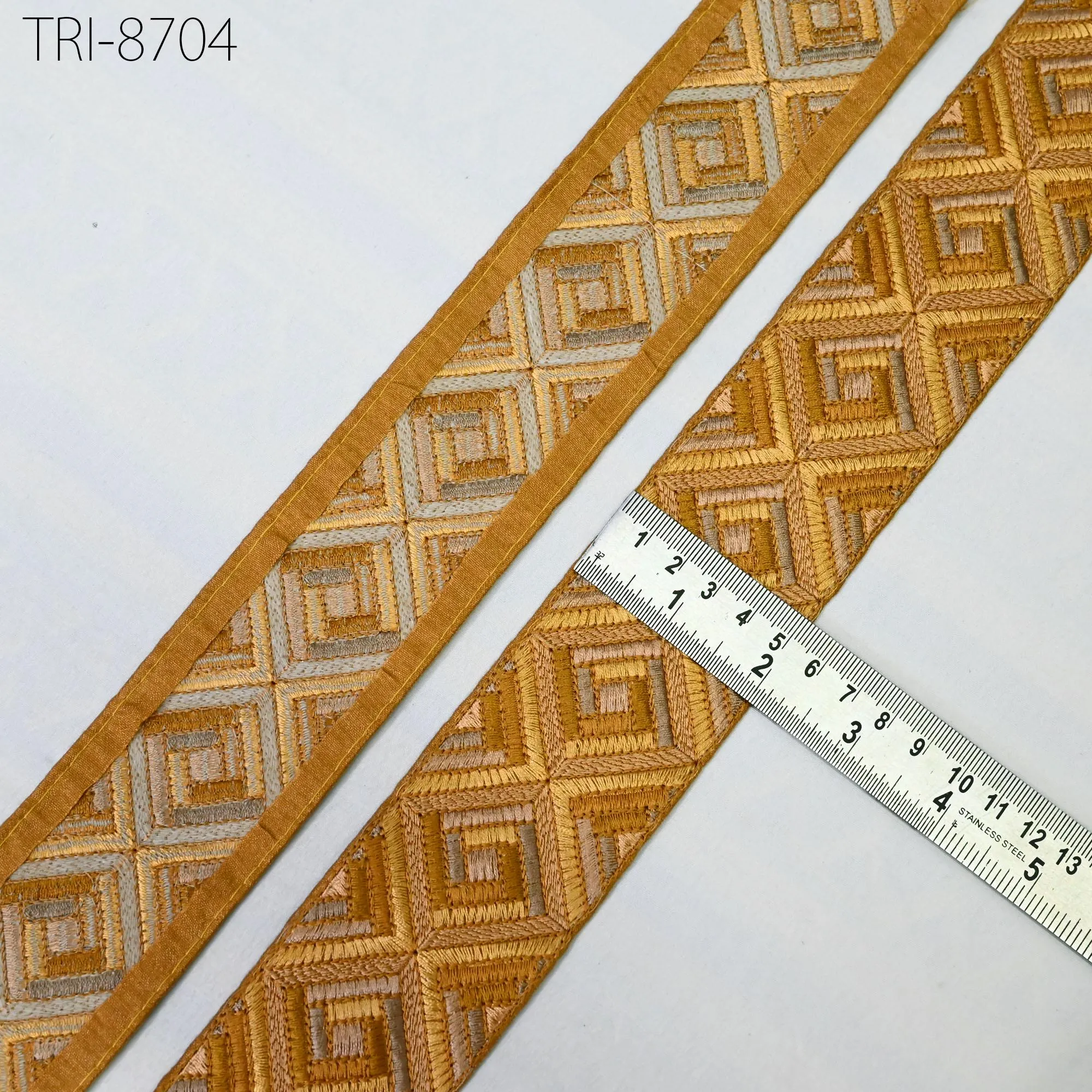 3 Yard Embroidery Ribbon Trims Embellish Mustard Embroidered Saree Border Costumes Crafting Sewing Beach Bags Tote Pouche Wall Hangings 5cm