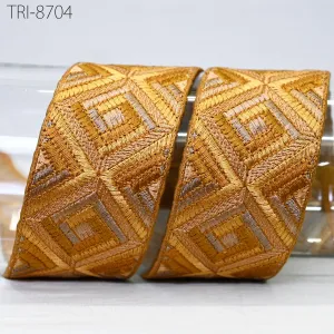 3 Yard Embroidery Ribbon Trims Embellish Mustard Embroidered Saree Border Costumes Crafting Sewing Beach Bags Tote Pouche Wall Hangings 5cm