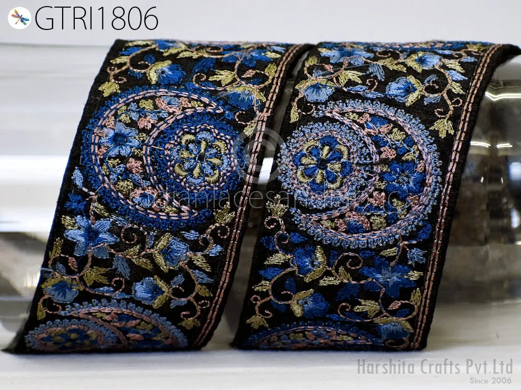 3 Yard Indian Embroidery 65mm Sari Trim Embroidered Wedding lehenga Border Saree Cushions Cover Sewing Crafting  Curtains Headbands Ribbon