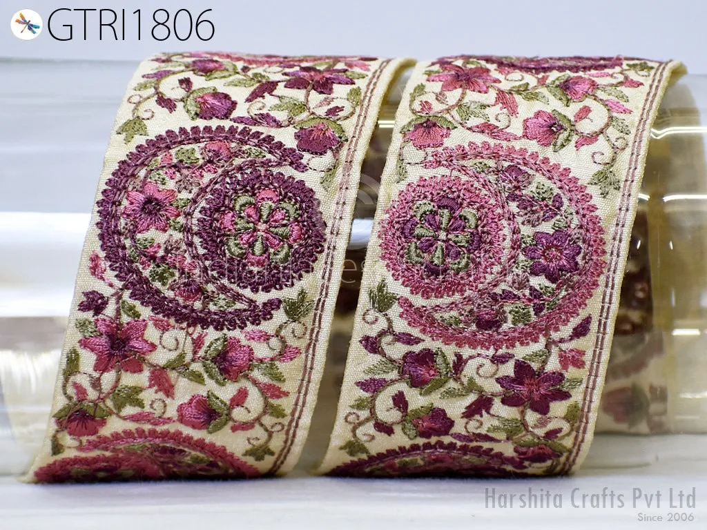 3 Yard Indian Embroidery 65mm Sari Trim Embroidered Wedding lehenga Border Saree Cushions Cover Sewing Crafting  Curtains Headbands Ribbon