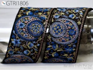 3 Yard Indian Embroidery 65mm Sari Trim Embroidered Wedding lehenga Border Saree Cushions Cover Sewing Crafting  Curtains Headbands Ribbon