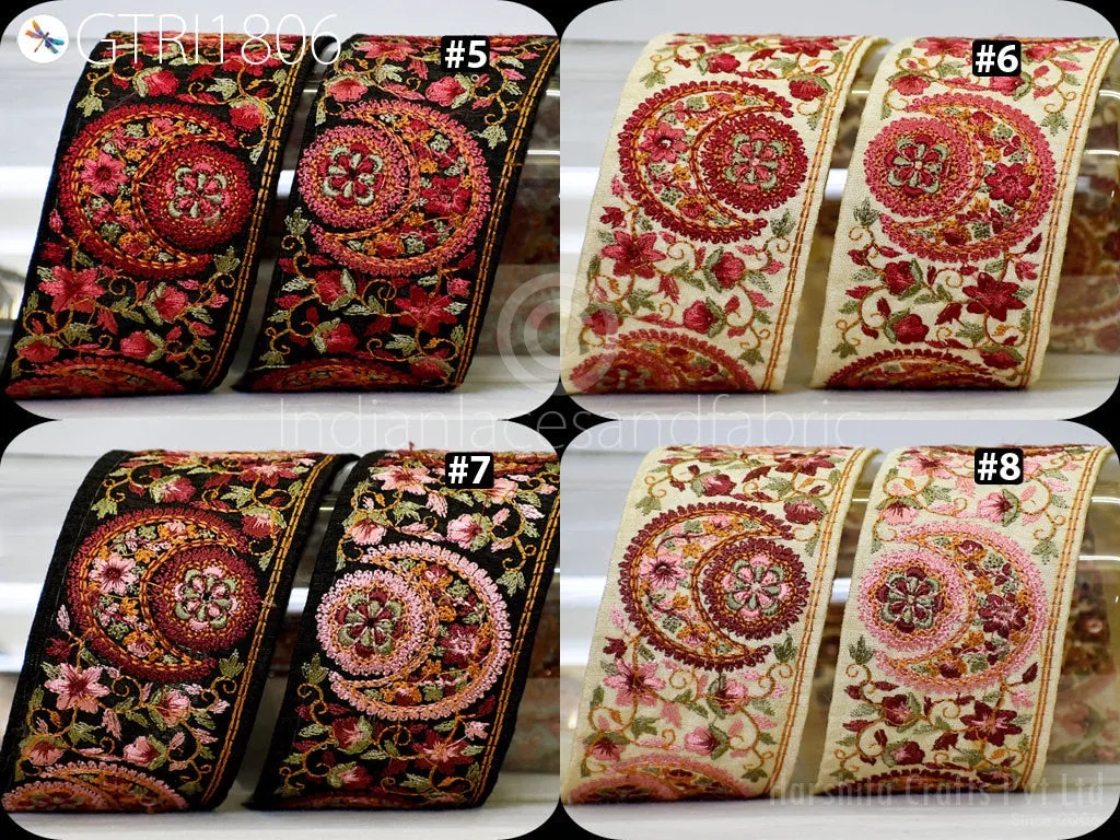 3 Yard Indian Embroidery 65mm Sari Trim Embroidered Wedding lehenga Border Saree Cushions Cover Sewing Crafting  Curtains Headbands Ribbon