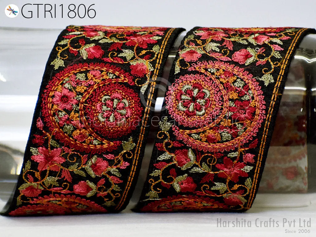 3 Yard Indian Embroidery 65mm Sari Trim Embroidered Wedding lehenga Border Saree Cushions Cover Sewing Crafting  Curtains Headbands Ribbon