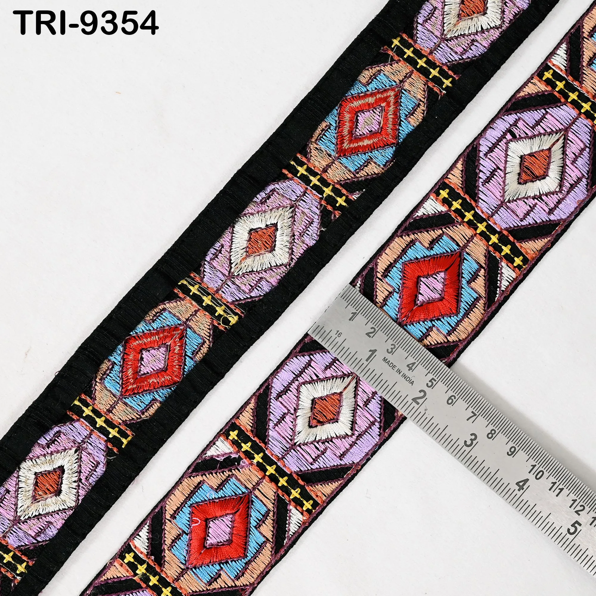 3 Yard Multi Embroidery Trim Ribbons Indian Sari Border Embroidered DIY Craft Sewing Regency Reticules Victorian Handbags Junk Journals 5cm