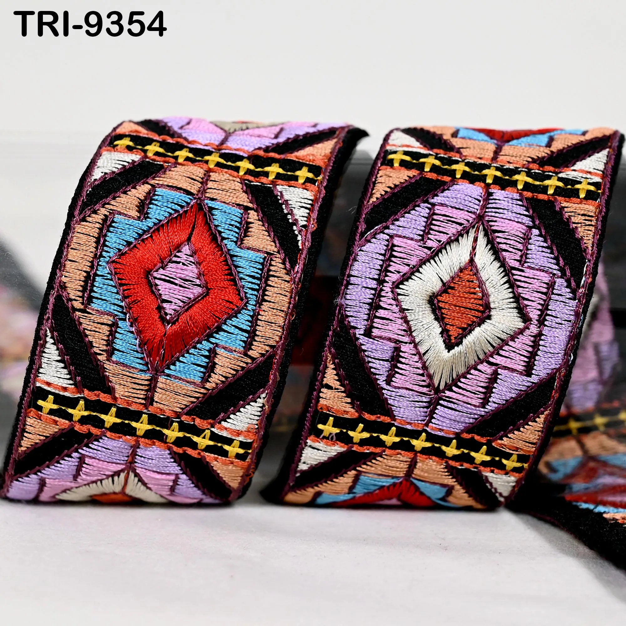 3 Yard Multi Embroidery Trim Ribbons Indian Sari Border Embroidered DIY Craft Sewing Regency Reticules Victorian Handbags Junk Journals 5cm