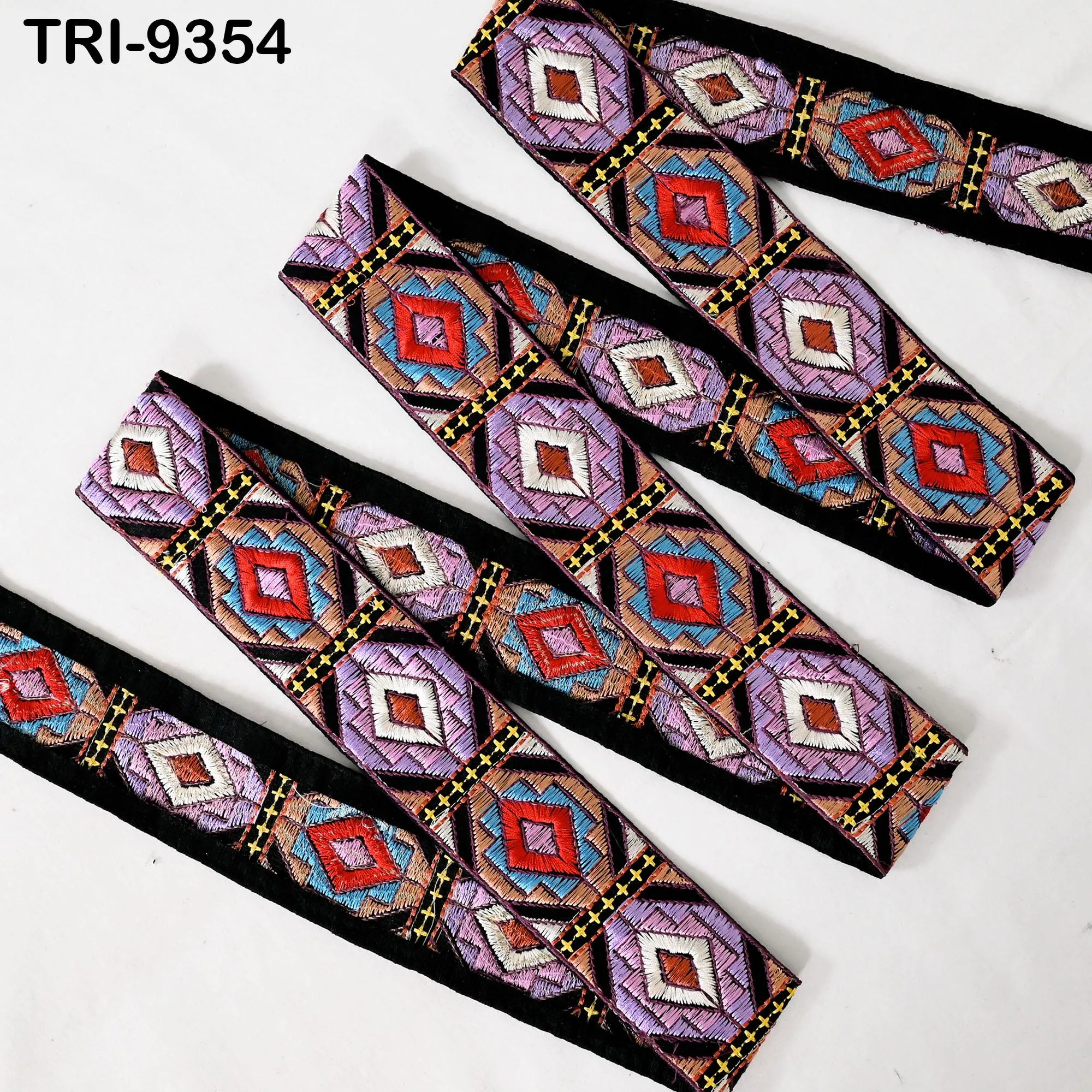 3 Yard Multi Embroidery Trim Ribbons Indian Sari Border Embroidered DIY Craft Sewing Regency Reticules Victorian Handbags Junk Journals 5cm