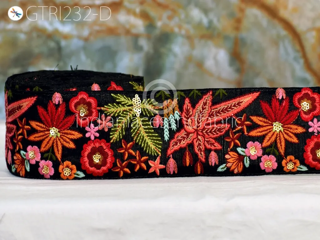 3 Yard Peach DIY Crafting 68mm Indian Embroidered Decorative Fabric Trim Laces Sari Border Saree Ribbon Sewing Curtain Home Decor Accessory