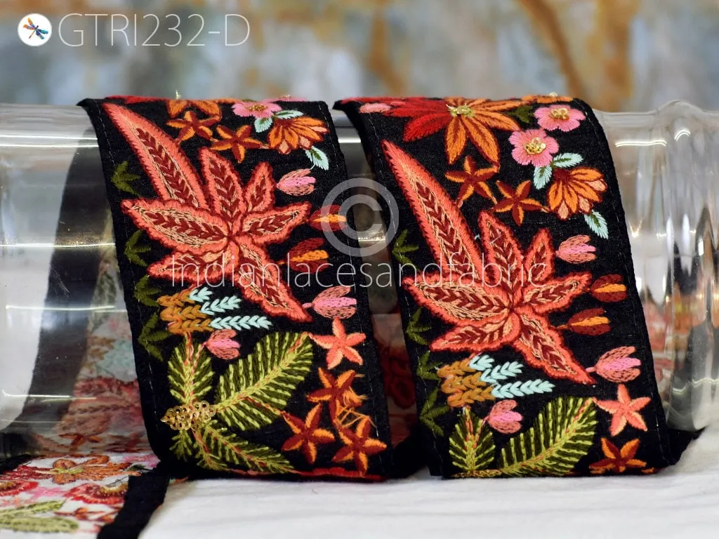 3 Yard Peach DIY Crafting 68mm Indian Embroidered Decorative Fabric Trim Laces Sari Border Saree Ribbon Sewing Curtain Home Decor Accessory