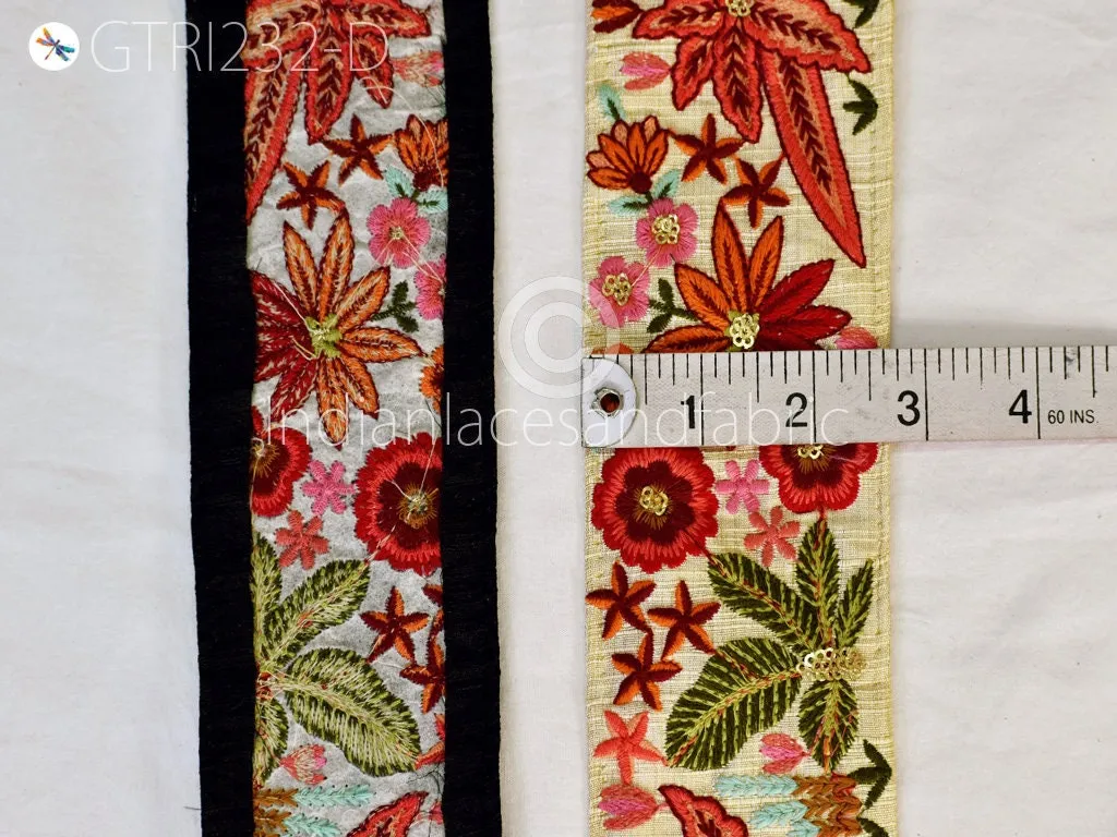 3 Yard Peach DIY Crafting 68mm Indian Embroidered Decorative Fabric Trim Laces Sari Border Saree Ribbon Sewing Curtain Home Decor Accessory