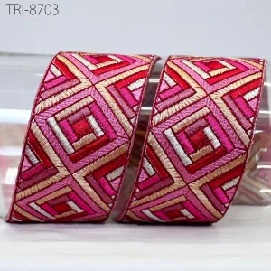 3 Yard Red Embroidery Trim Ribbon Indian Sari Border Embroidered Crafting Sewing Costumes Tablecloth Lampshades making Home Decor Trim 5cm