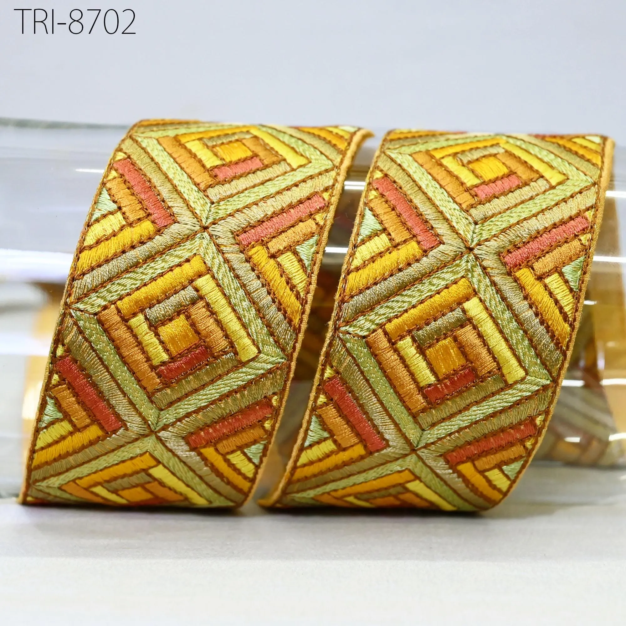 3 Yard Yellow Embroidery Ribbon Trims Embellishment Embroidered Saree Border Costumes Crafting Sewing Beach Bag Tote Pouche Wall Hanging 5cm