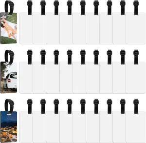 30 Pcs Sublimation Luggage Tags Blanks Travel Bag Tags Blank Suitcase Label Tags Name Tag with Strap Travel ID Tags for DIY Travel Suitcase Sports Bags