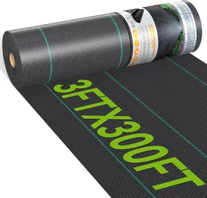 3ftx300ft Weed Barrier Landscape Fabric Heavy Duty, Woven Weed Control Cloth, Woven Geotextile Fabric for Underlayment, Gardening Ground, Commercial Driveway Weed Block Cover Mat