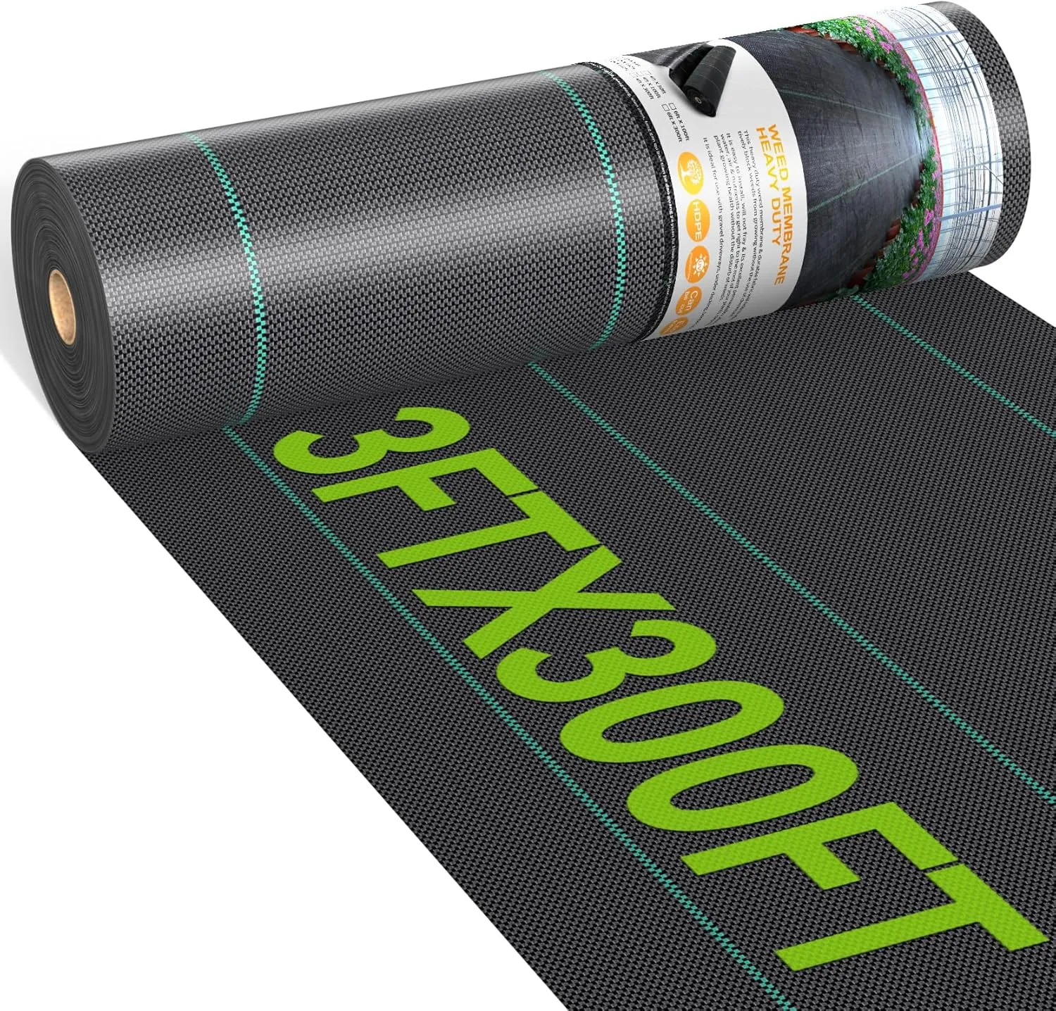 3ftx300ft Weed Barrier Landscape Fabric Heavy Duty, Woven Weed Control Cloth, Woven Geotextile Fabric for Underlayment, Gardening Ground, Commercial Driveway Weed Block Cover Mat