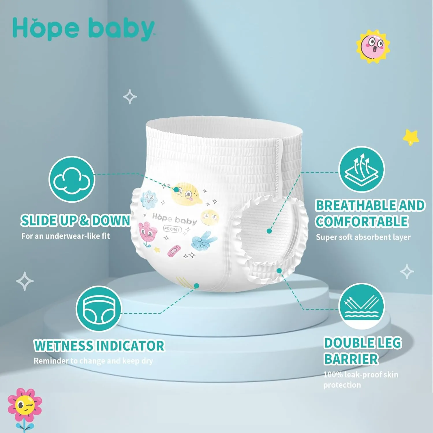 3T-4T (22-37 LBS), 66 Count Premium Training Underwear, Baby Diapers Toddler Potty Training Pants, Hypoallergenic with Skin