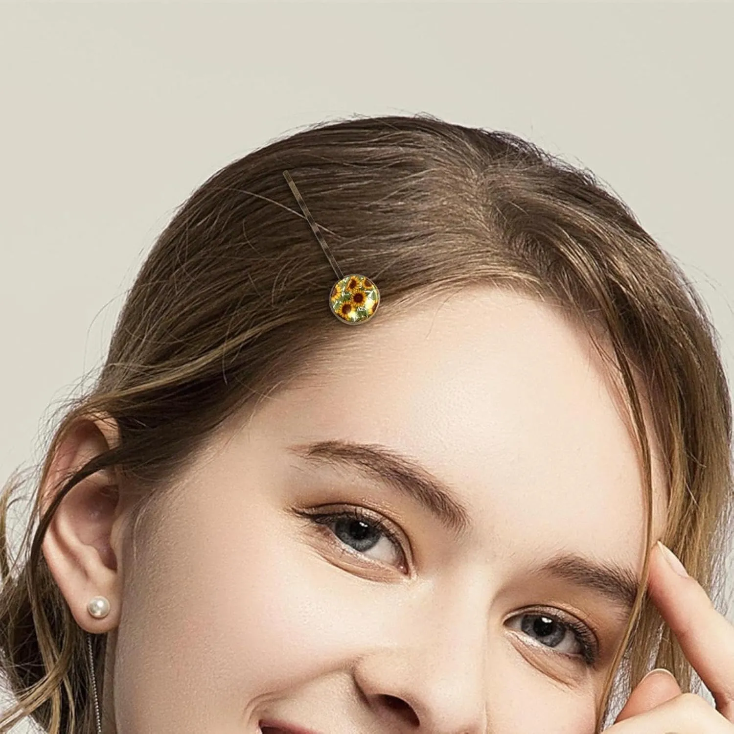 4 PCS Women’s Hair Barrettes, Sunflower Aesthetic Pattern Long Bobby Hair Pins for Girls, Stainless Steel Hair Clips Headwear Styling Tools Hair Accessories
