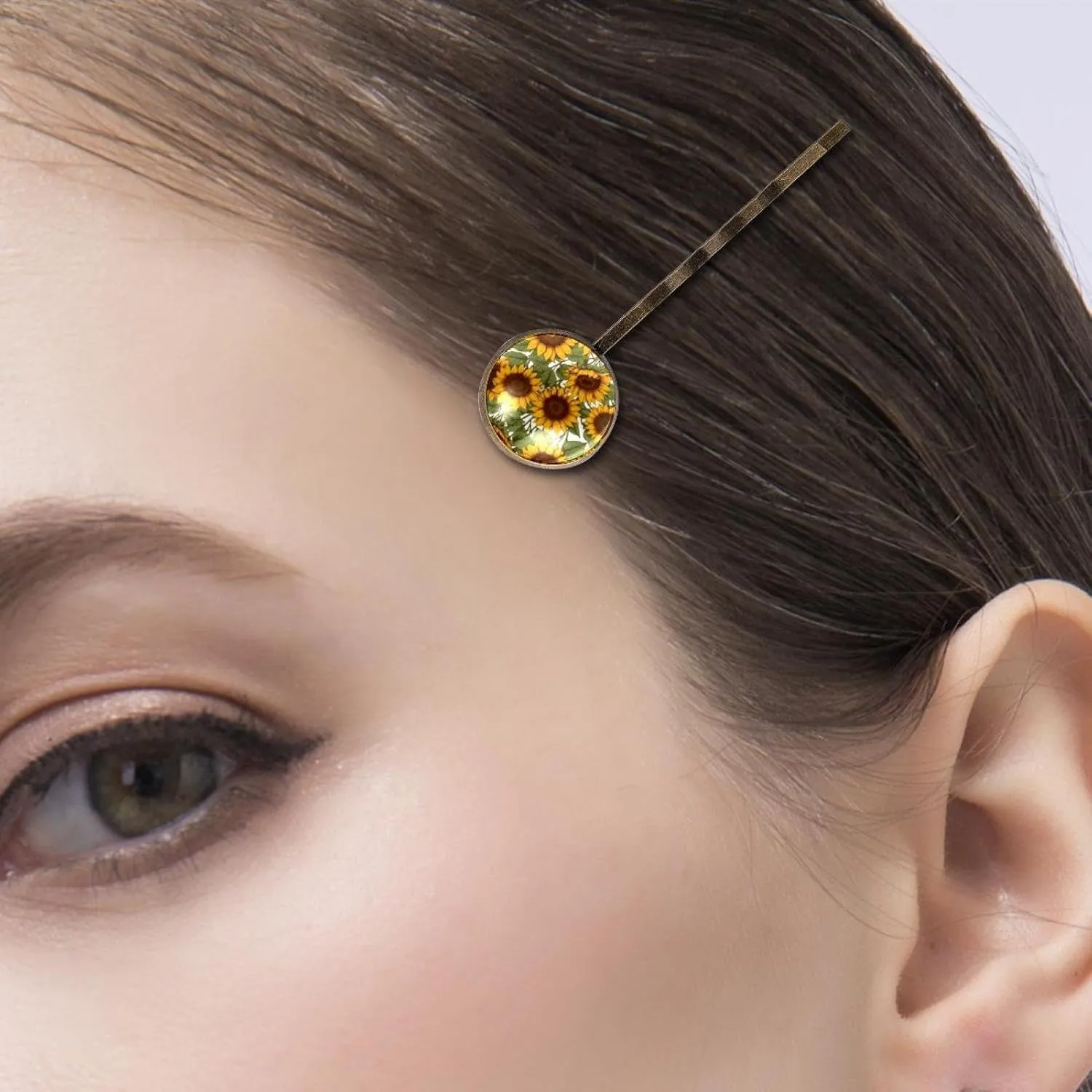 4 PCS Women’s Hair Barrettes, Sunflower Aesthetic Pattern Long Bobby Hair Pins for Girls, Stainless Steel Hair Clips Headwear Styling Tools Hair Accessories