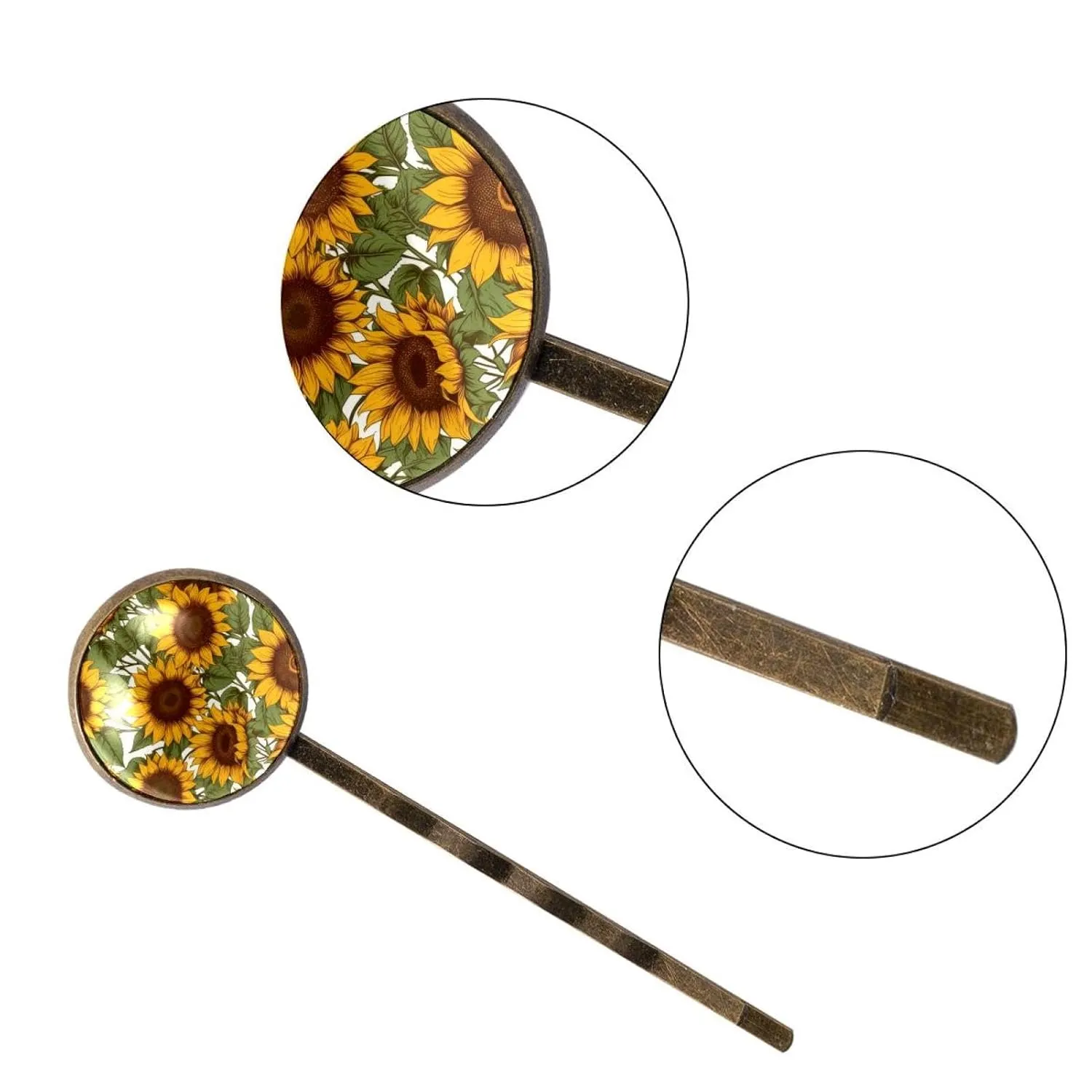 4 PCS Women’s Hair Barrettes, Sunflower Aesthetic Pattern Long Bobby Hair Pins for Girls, Stainless Steel Hair Clips Headwear Styling Tools Hair Accessories