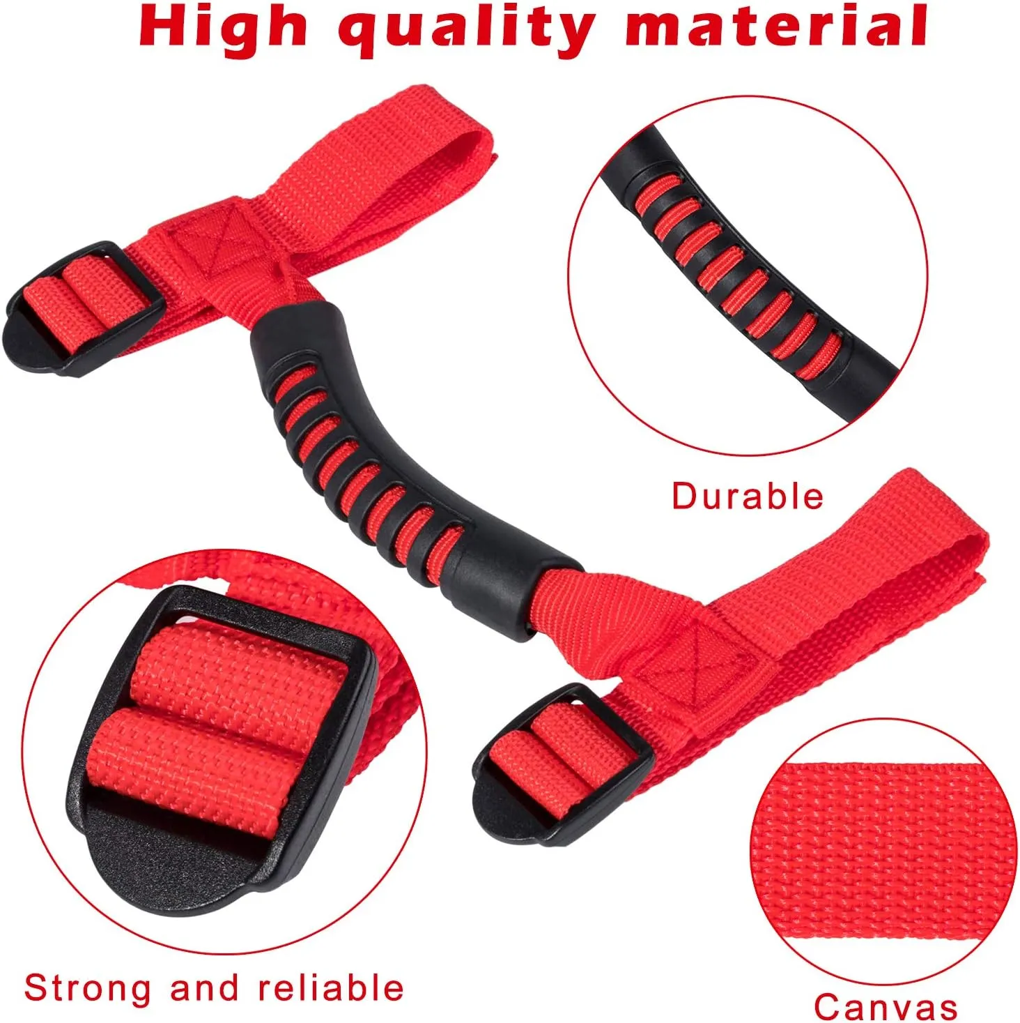 4 x Roll Bar Grab Handles Grip Handle for Jeep Wrangler YJ TJ JK JK JL JLU Sports Sahara Freedom Rubicon X & Unlimited 1955-2021 (Red)