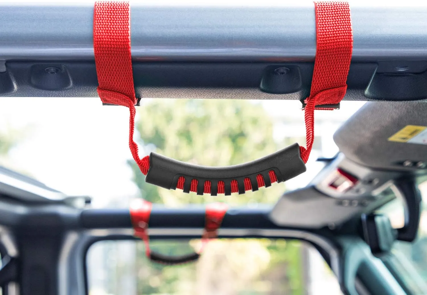 4 x Roll Bar Grab Handles Grip Handle for Jeep Wrangler YJ TJ JK JK JL JLU Sports Sahara Freedom Rubicon X & Unlimited 1955-2021 (Red)