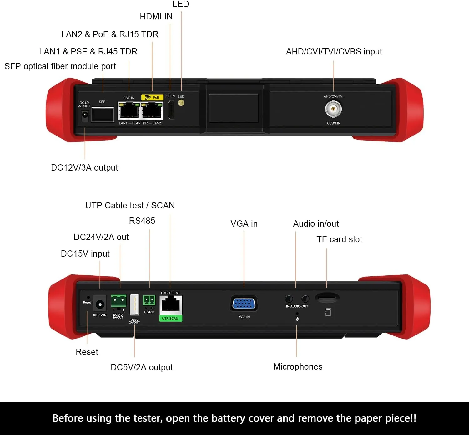 4K 12MP IP Camera Tester, 90W PoE Power Output 8'' Touchscreen CCTV Tester for 8MP TVI CVI AHD CVBS Cameras, SFP Test, RJ45 Cable TDR Test, WiFi Network Tools, HDMI VGA (E89)