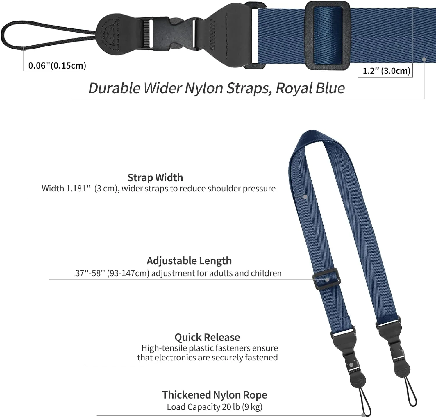 5 Pack Nylon iPad Strap, Adjustable Camera Neck Strap, Comfortable Shoulder Strap for iPad, Cellphone Tablet, Camera, Laptop, Binocular, Luggage Bag(Royal Blue Universal Neck Lanyard)
