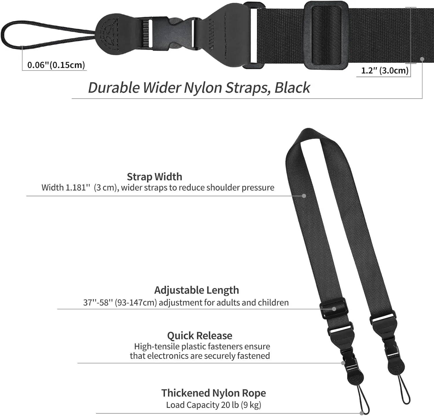 5 Pack Universal Shoulder Strap, Replacement Nylon Neck Lanyard, Comfortable Adjustable Shoulder Strap for iPad, Camera, Crossbody Bag, Binocular, Tablet
