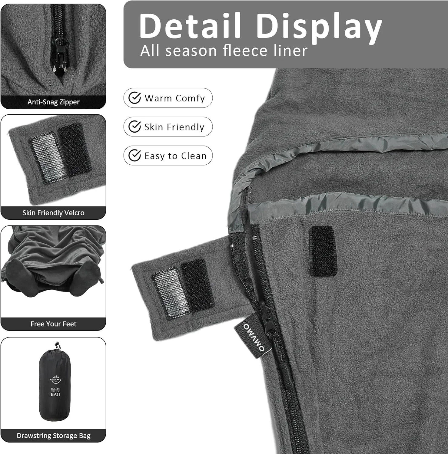 50°F Polar Fleece Mummy Sleeping Bag Liner & Travel Sheets for Adults,Adds Up 12°F to Sleeping Bag,Perfect for Hotel Traveling Camping