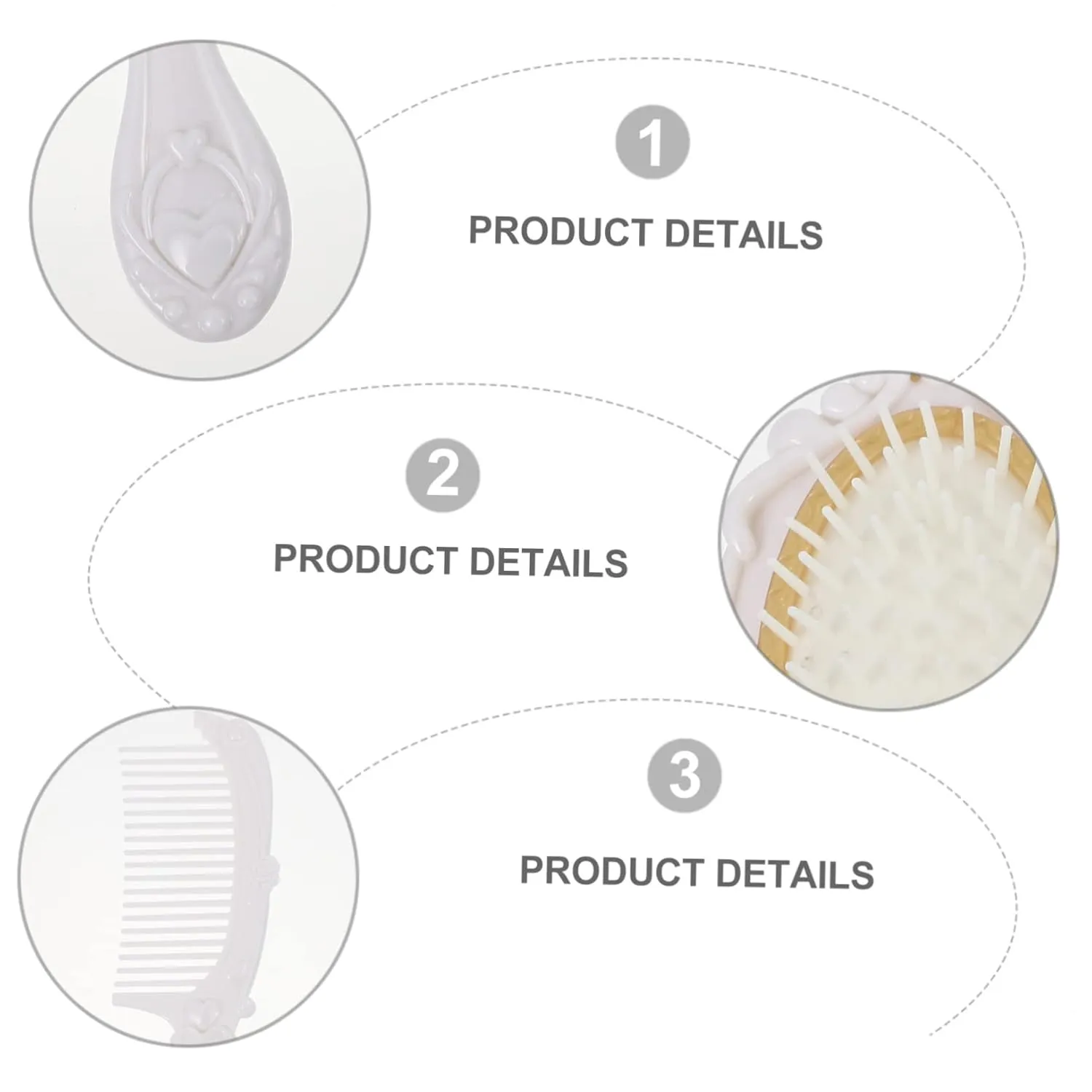 5pcs Vanity Mirror Comb Set Womens Travel Wallet Massage Accessories Makeup Organizer Box Antique Hair Comb Storage Holder Wide Tooth Hair Brush Plastic White Comb Holder Brass