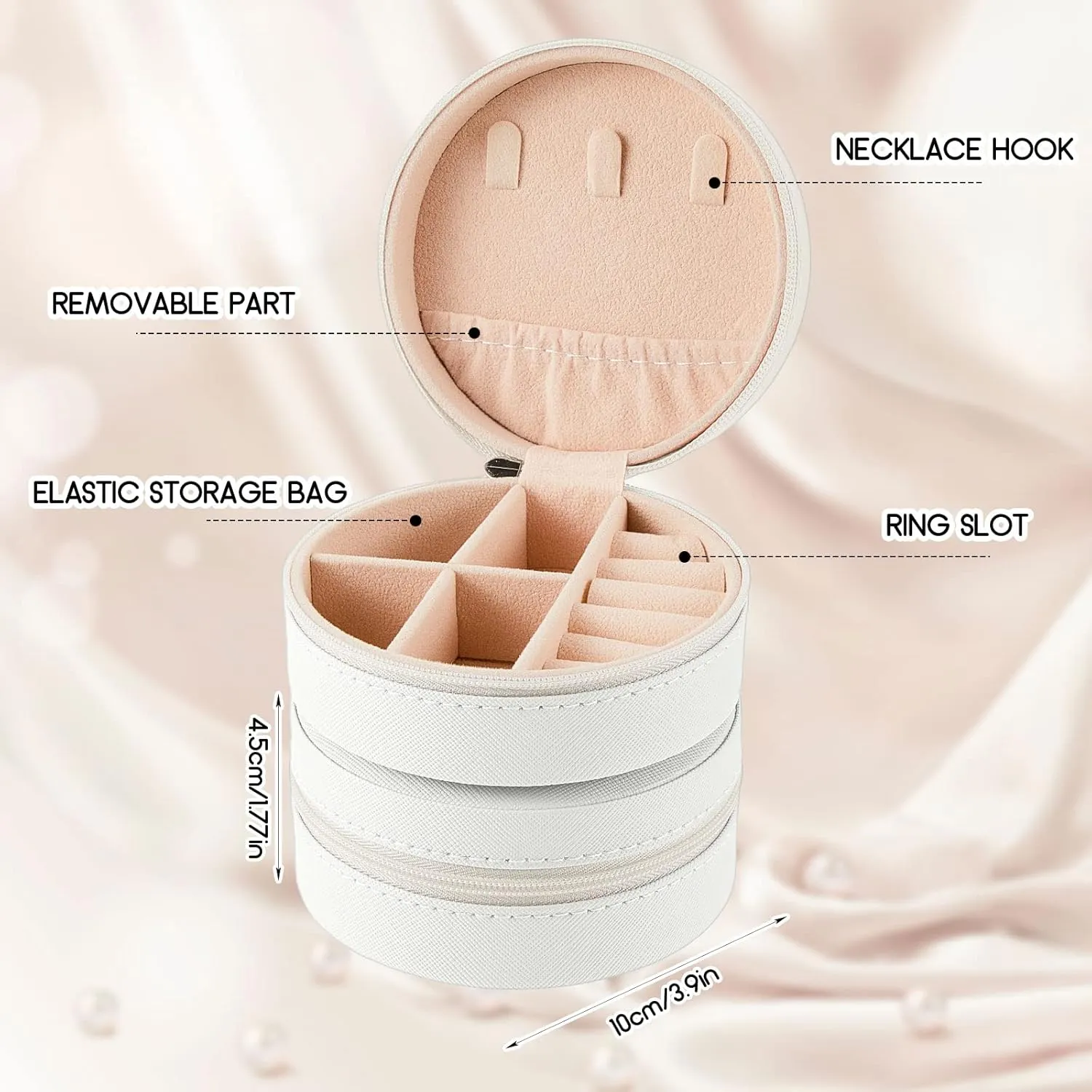 6 Pcs Travel Jewelry Case Bridesmaid Gift Boxes Jewelry Travel Organizer Small Round Jewelry Box Mini Storage PU Leather