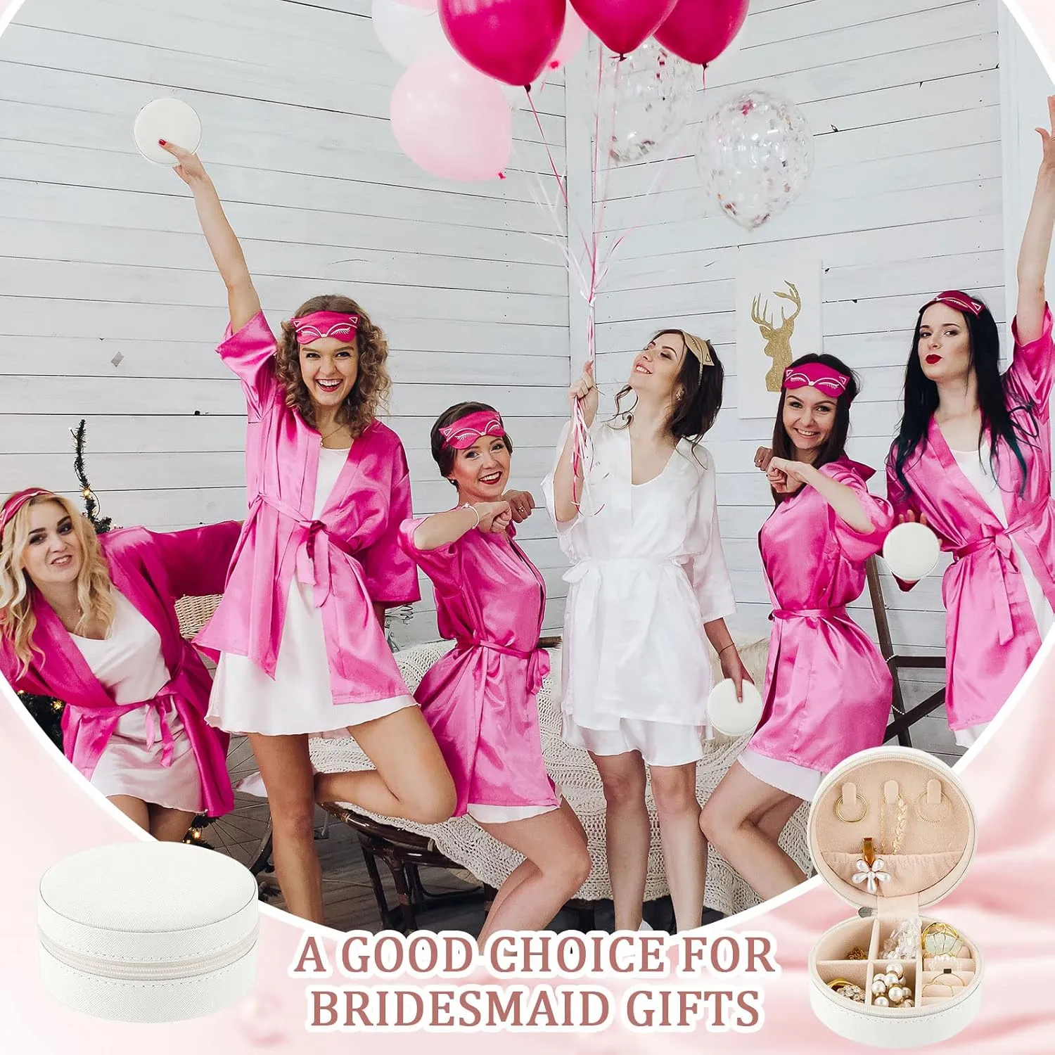 6 Pcs Travel Jewelry Case Bridesmaid Gift Boxes Jewelry Travel Organizer Small Round Jewelry Box Mini Storage PU Leather