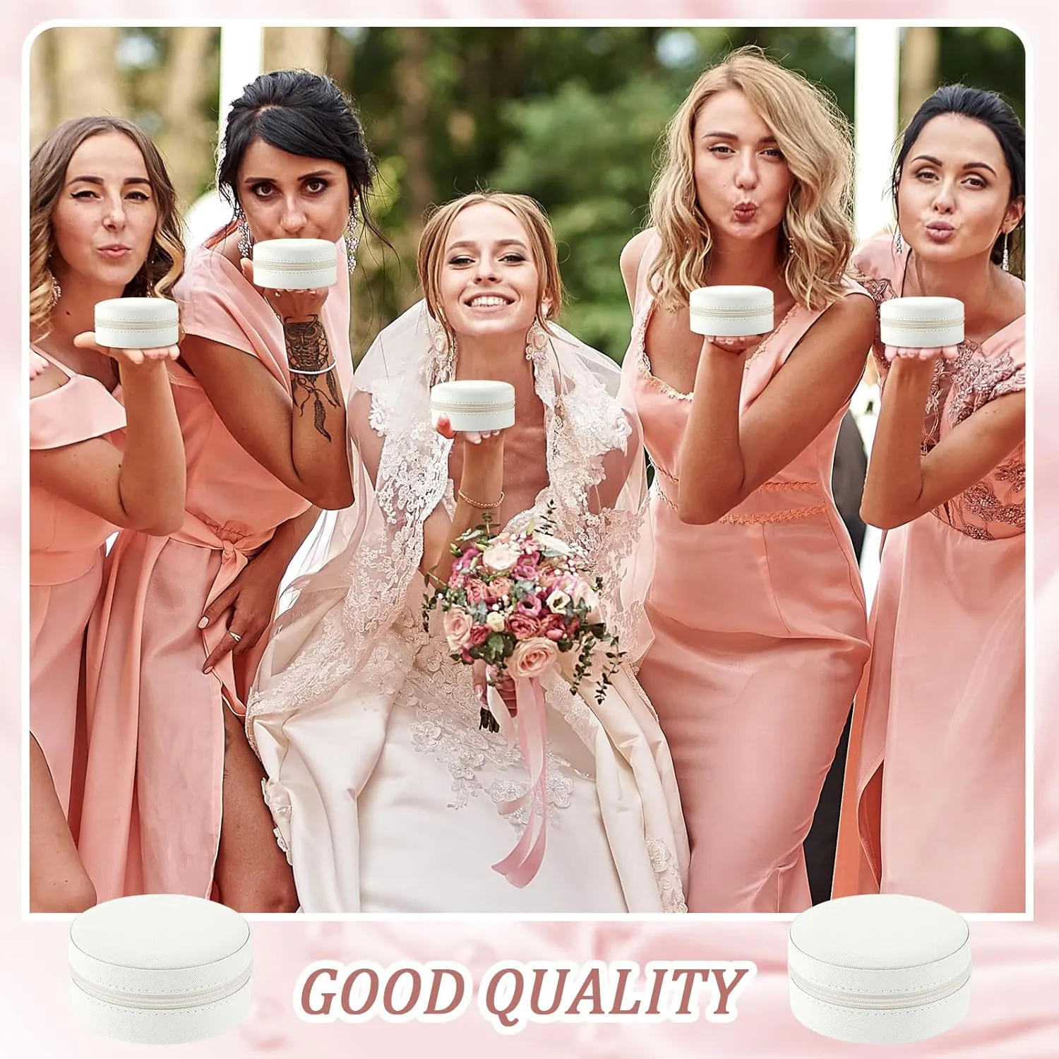 6 Pcs Travel Jewelry Case Bridesmaid Gift Boxes Jewelry Travel Organizer Small Round Jewelry Box Mini Storage PU Leather