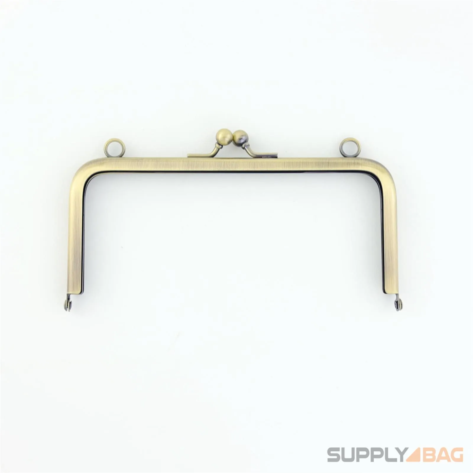 6 x 2 3/4 inch - Kisslock Clasp - Antique Brass Metal Purse Frame with O Rings