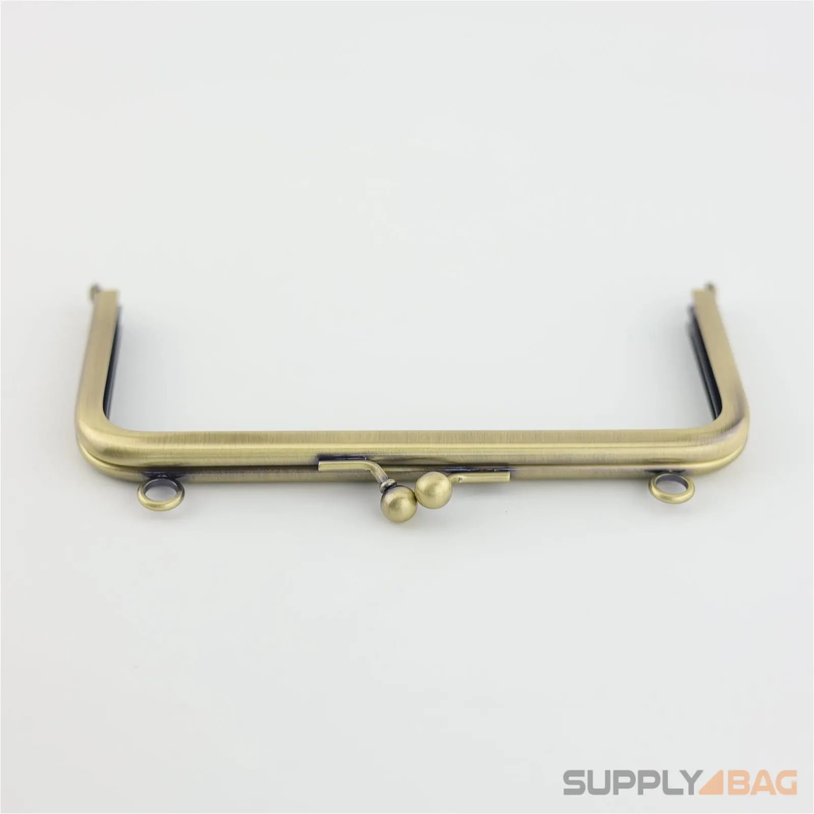 6 x 2 3/4 inch - Kisslock Clasp - Antique Brass Metal Purse Frame with O Rings