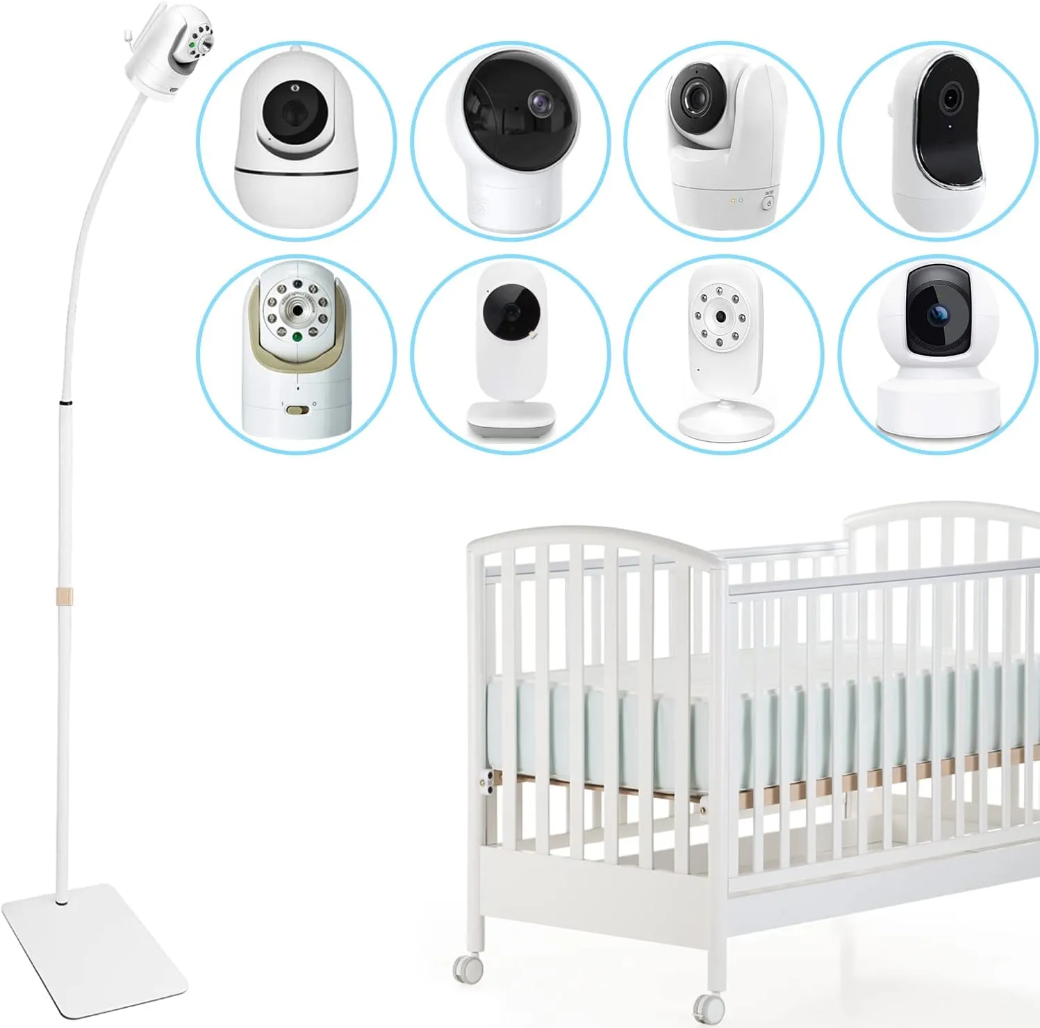 67 inch Adjustable Height Baby Monitor Floor Stand Holder for Infant Optics DXR-8 Pro,eufy HelloBaby HB65/HB66/HB248,ANMEATE SM935E or Any Cameras with 1/4 Screw Mount