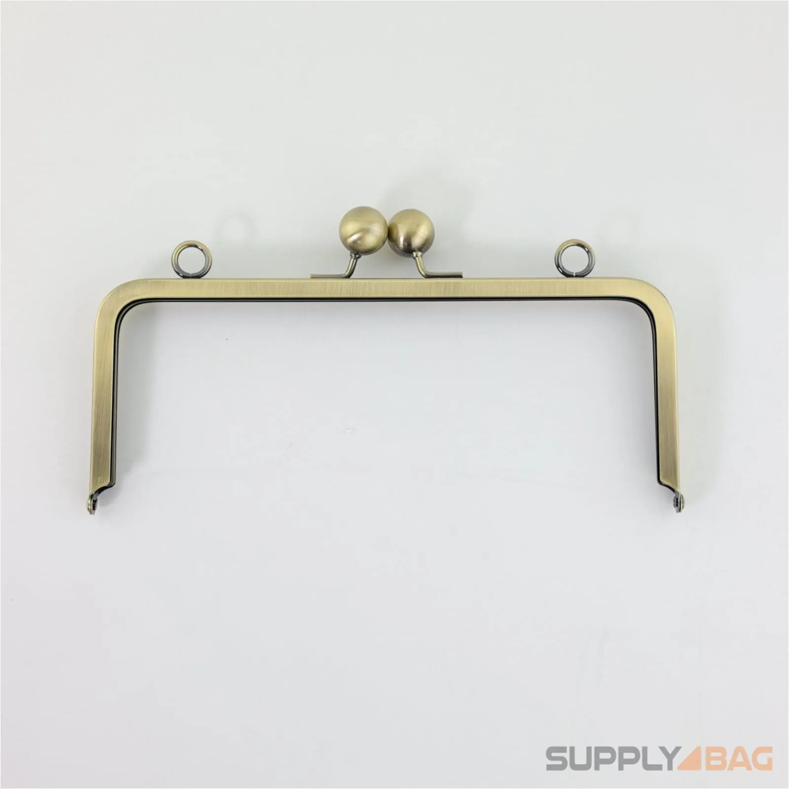 8 3/4 x 3 1/2 inch - Large Antique Brass Clutch Frame with Chain Loops Atop