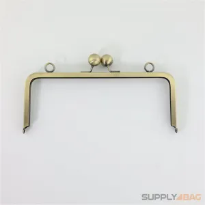 8 3/4 x 3 1/2 inch - Large Antique Brass Clutch Frame with Chain Loops Atop