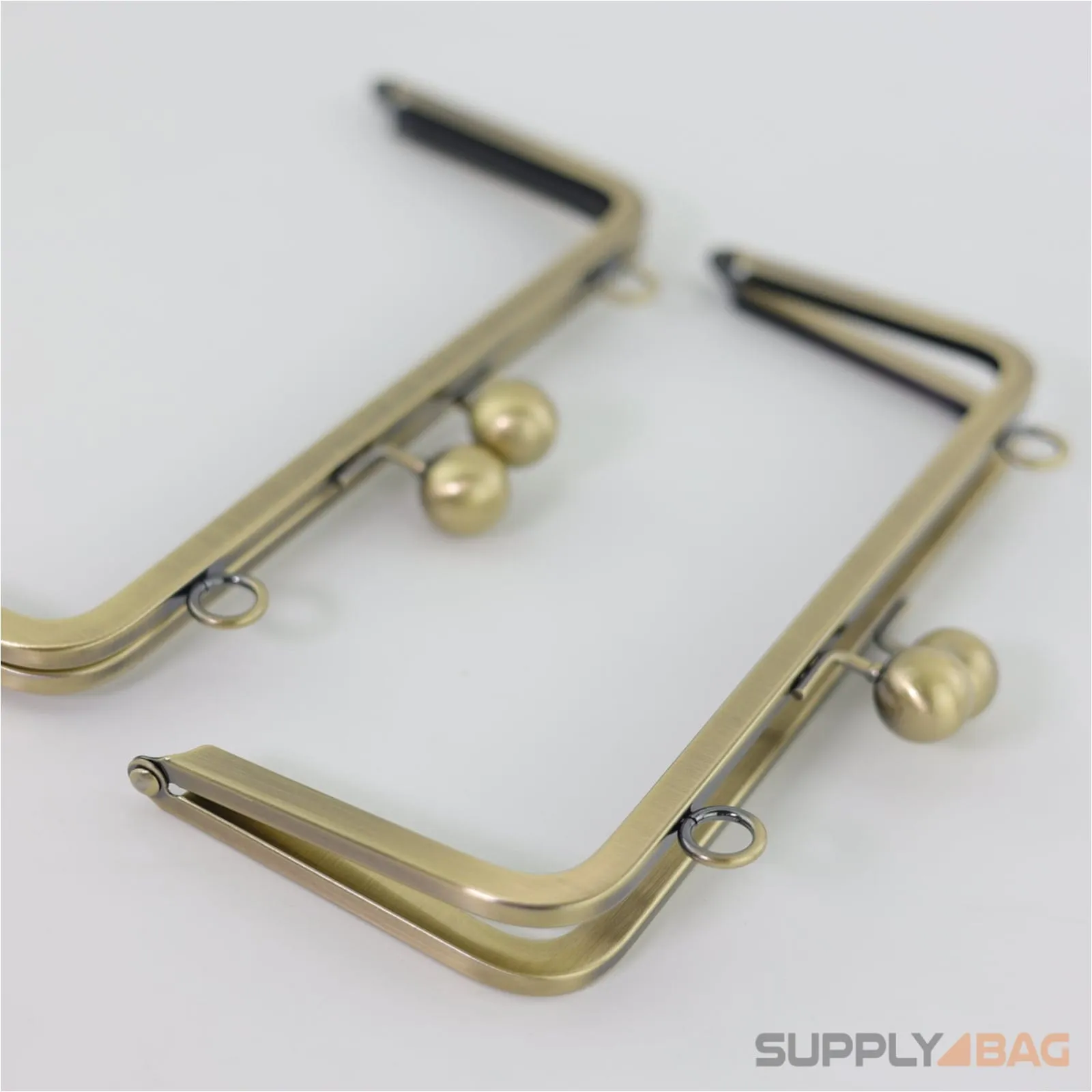 8 3/4 x 3 1/2 inch - Large Antique Brass Clutch Frame with Chain Loops Atop