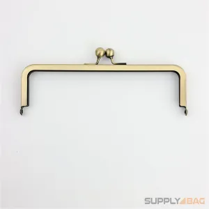 8 x 2.5 inch - Kisslock Ball Clasp - Antique Brass Metal Purse Frame