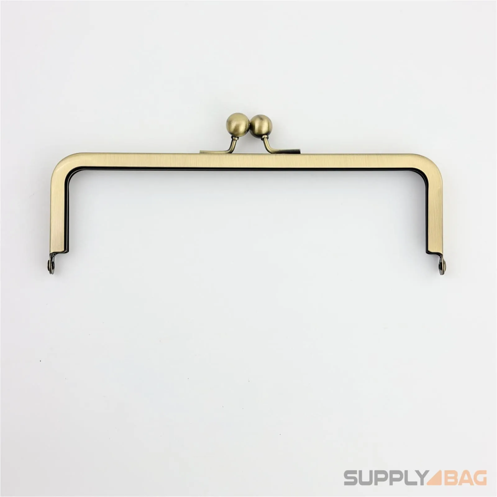 8 x 2.5 inch - Kisslock Ball Clasp - Antique Brass Metal Purse Frame