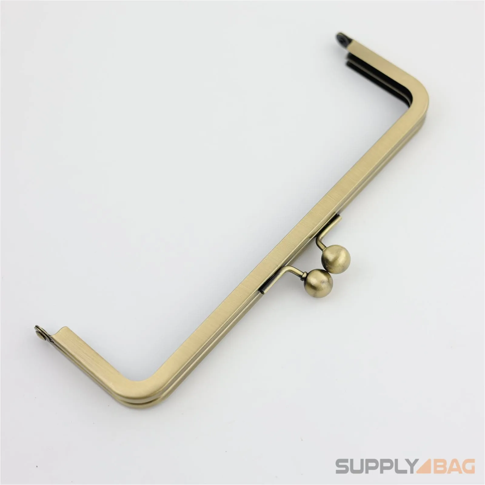 8 x 2.5 inch - Kisslock Ball Clasp - Antique Brass Metal Purse Frame