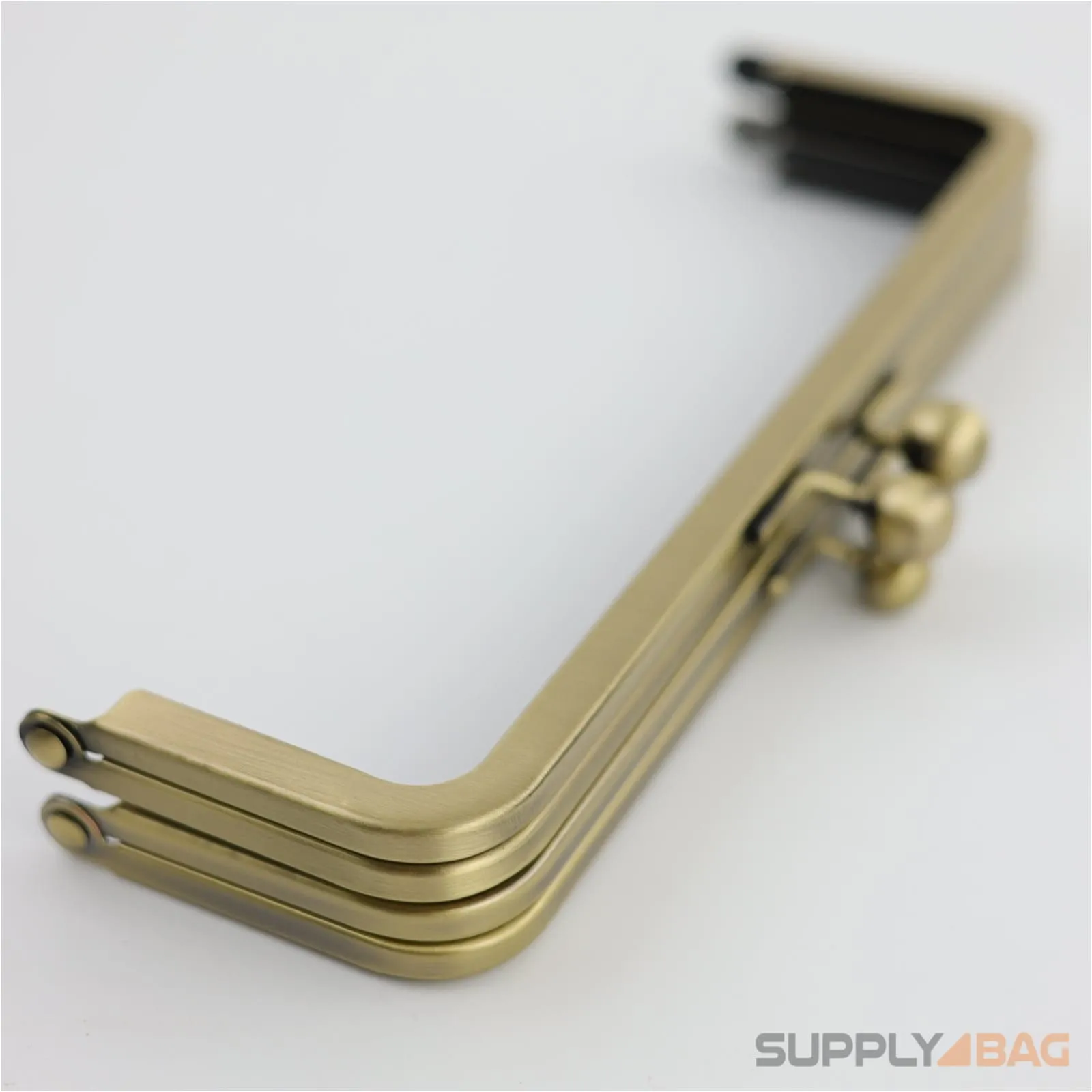 8 x 2.5 inch - Kisslock Ball Clasp - Antique Brass Metal Purse Frame