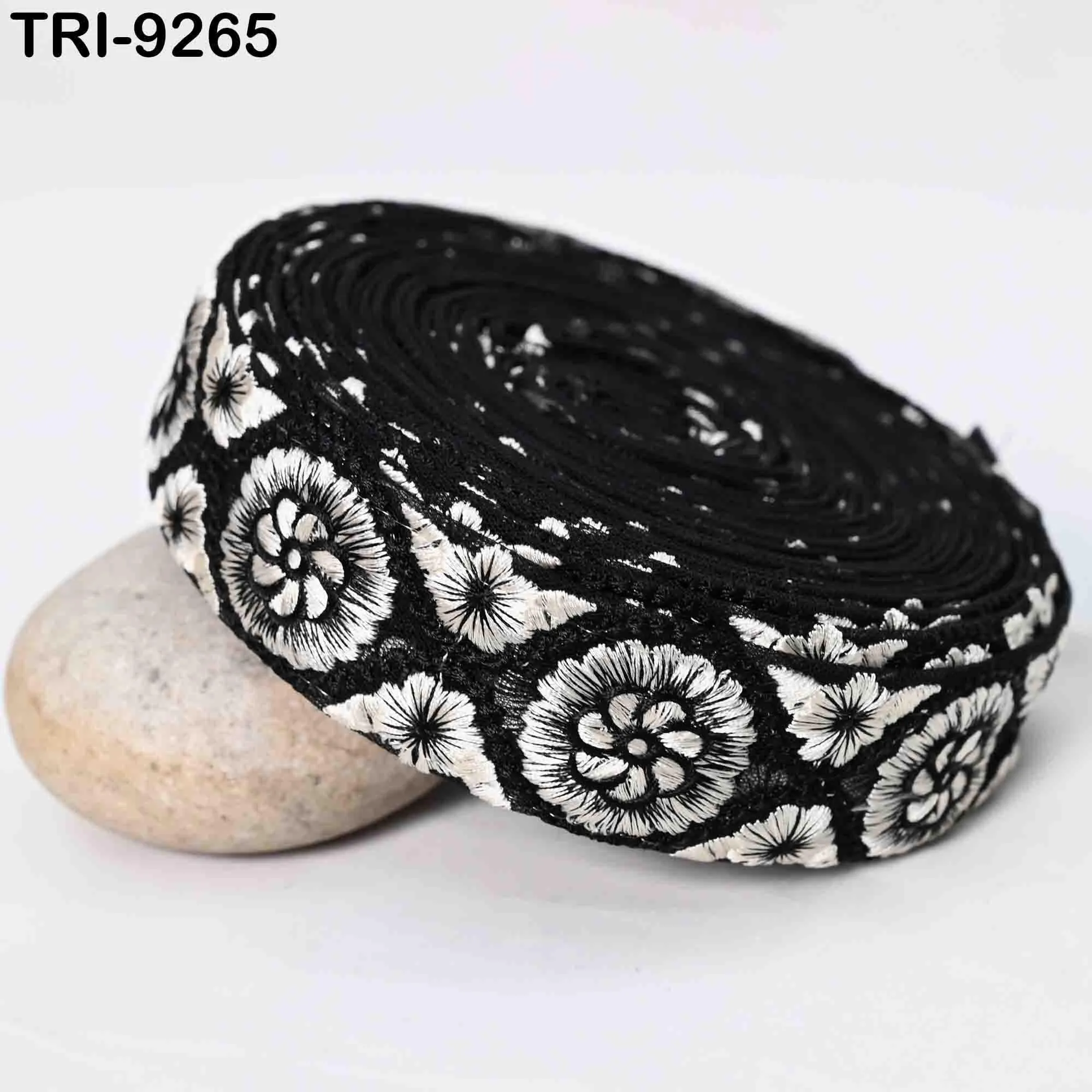 9 Yard Black Embroidery Ribbon 4cm Trim Embellishment Sari Sewing DIY Crafting Border Indian Embroidered Laces Home Decor Regency Reticules