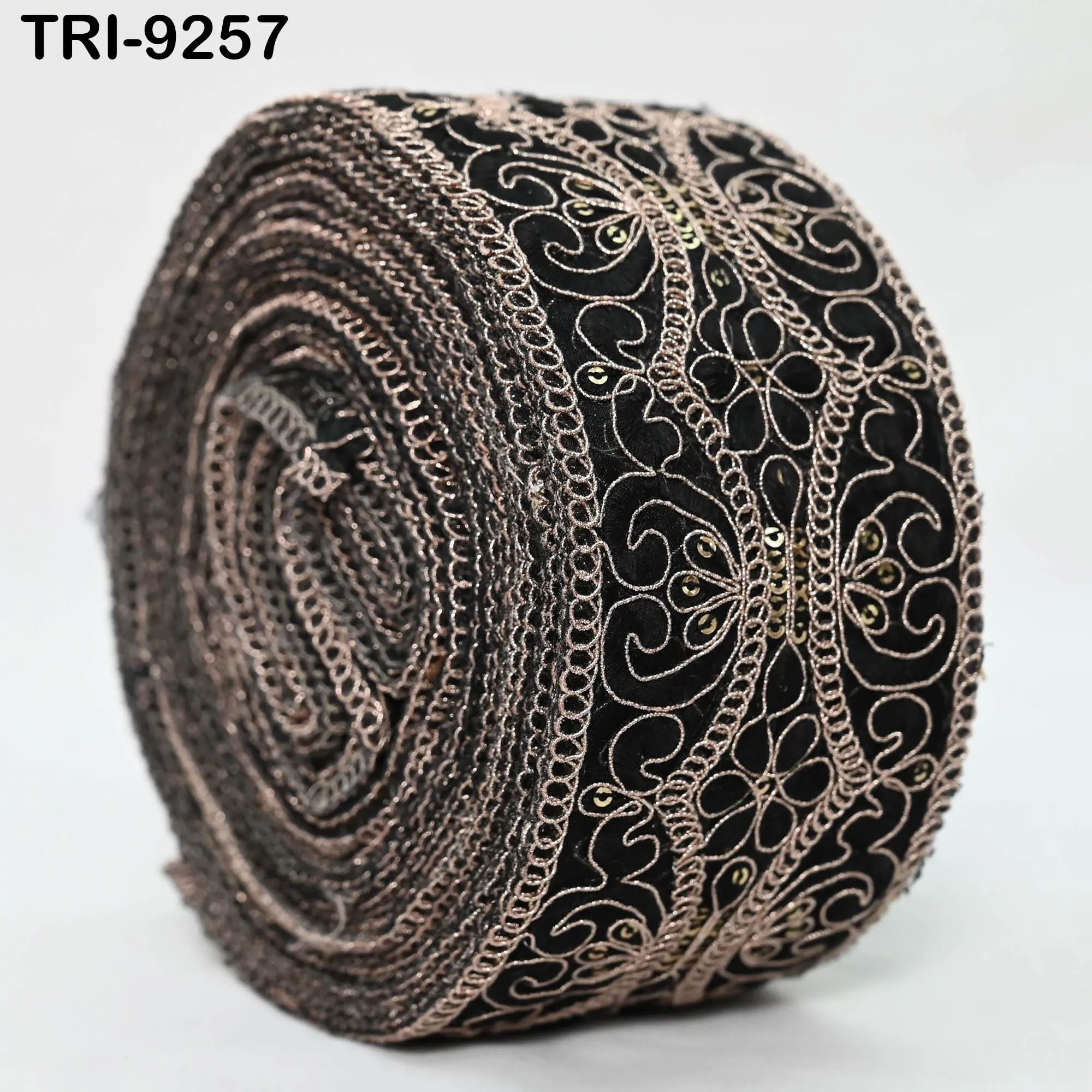 9 Yard Black Indian Embroidery Trim Ribbon 8cm Embroidered Wedding Sari Lehenga Border Saree  Sewing Crafting Wall Decor Curtains Headbands