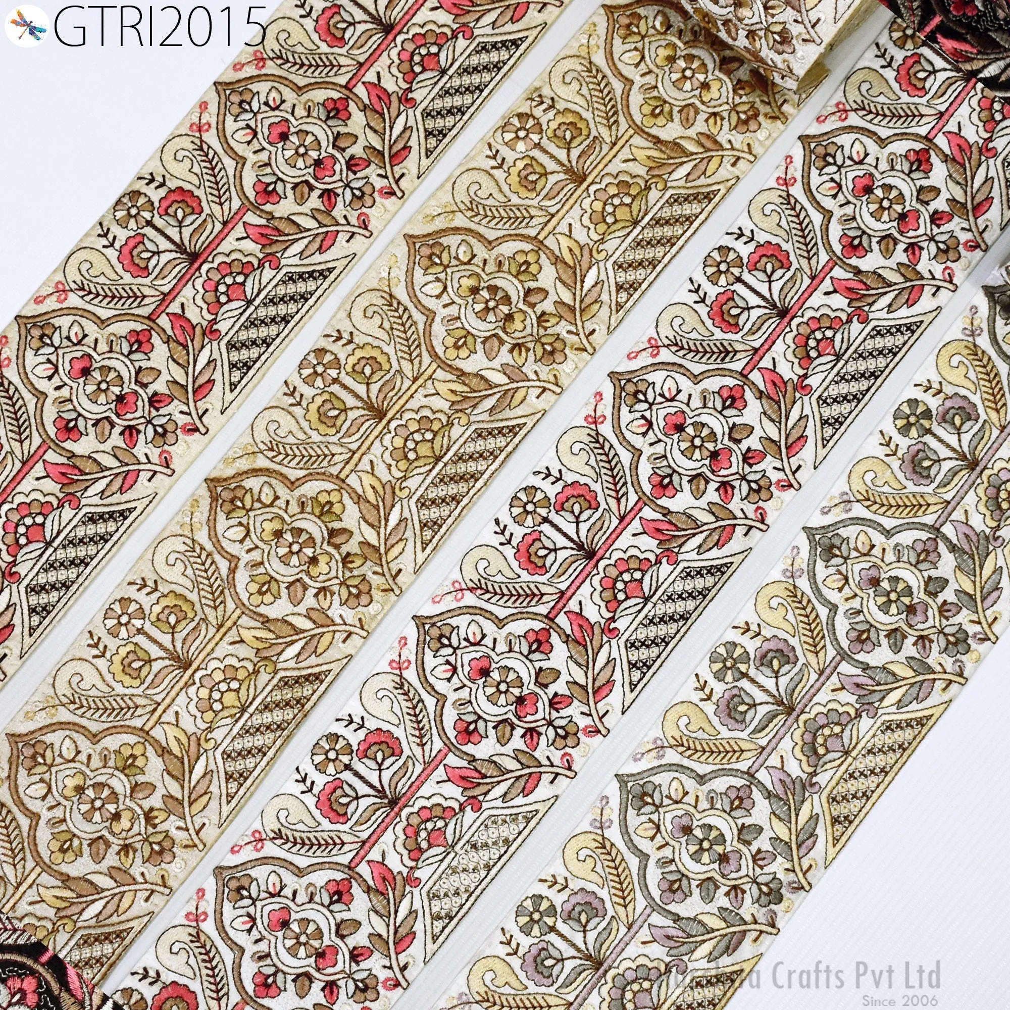9 Yard Embroidered Fabric 10cm Trims Indian Decor Embroidery Sari Border Laces Ribbon Decorative Sewing Saree Dresses Trimmings Home Decor