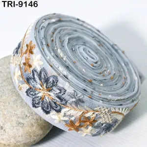 9 Yard Embroidered Fabric 4 cm Trim Embellishment Sari Ribbon Sewing DIY Crafting Border Indian Embroidery Trimming Cushion Laces Home Decor