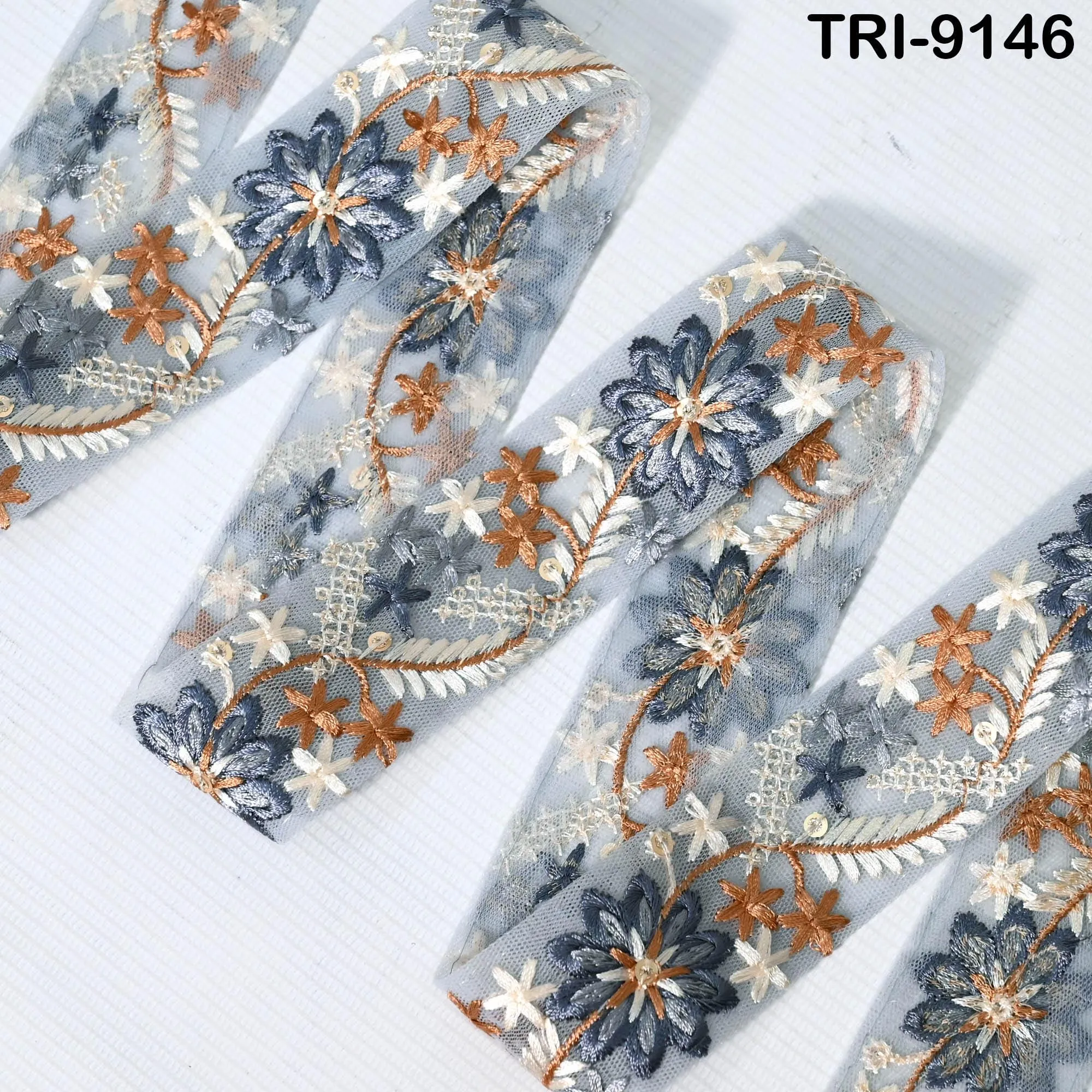 9 Yard Embroidered Fabric 4 cm Trim Embellishment Sari Ribbon Sewing DIY Crafting Border Indian Embroidery Trimming Cushion Laces Home Decor