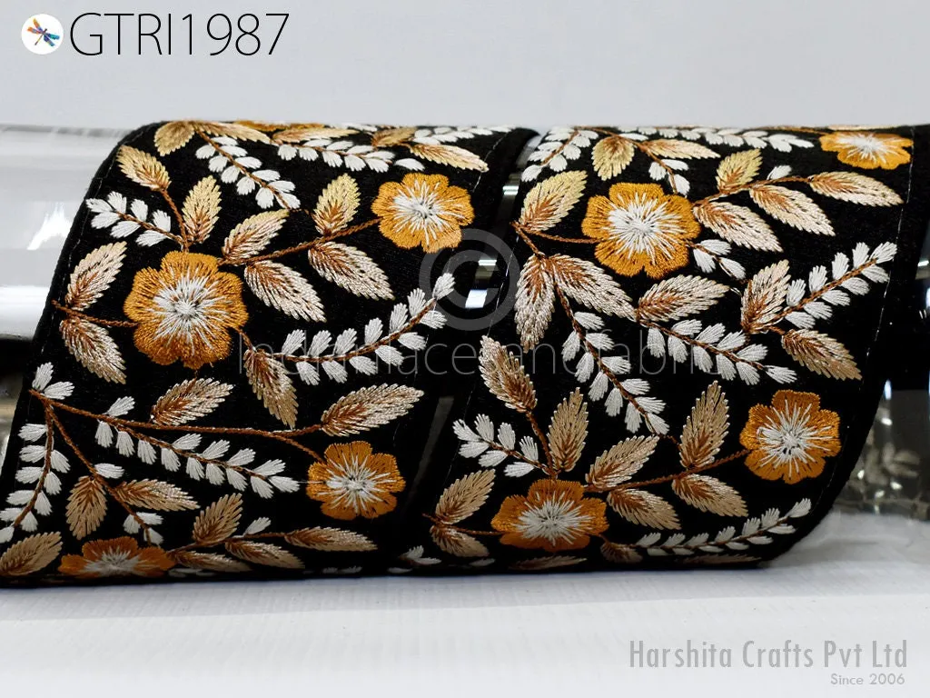 9 Yard Embroidery Fabric 75mm Trims Indian Laces Sari Border Embroidered Ribbon Decorative Sewing Craft Saree Dresses Trimmings Home Decor