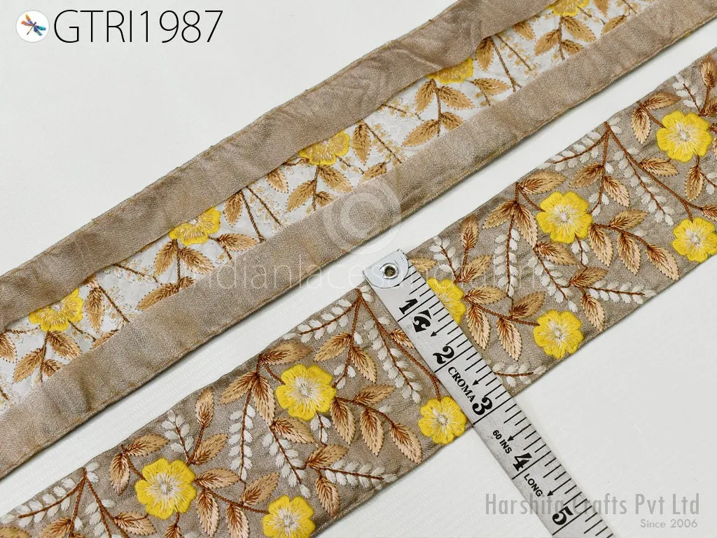 9 Yard Embroidery Fabric 75mm Trims Indian Laces Sari Border Embroidered Ribbon Decorative Sewing Craft Saree Dresses Trimmings Home Decor